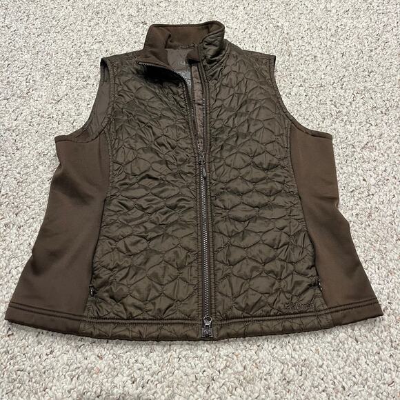 LL Bean Thinsulate Quilted Brown Vest Sz L Fall Outdoor Gorpcore Hiking - Picture 1 of 8